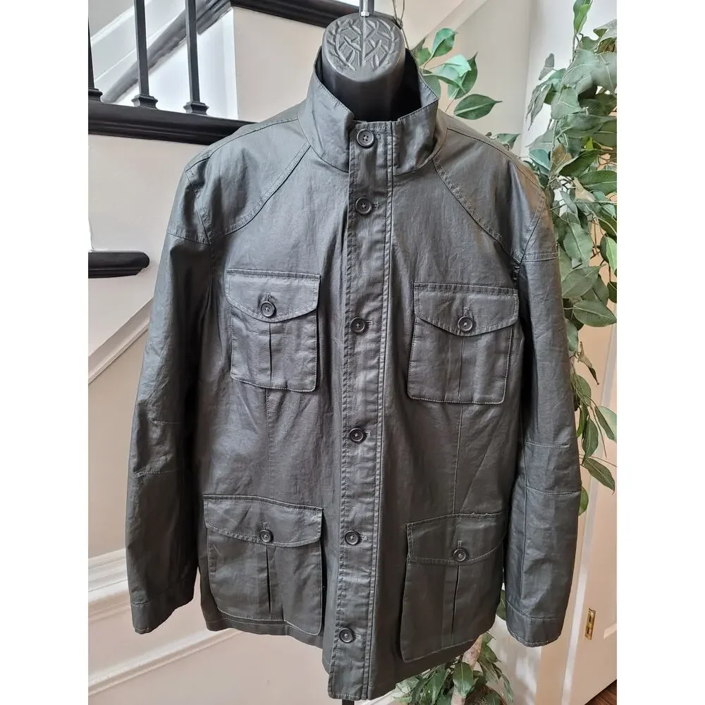 Banana Republic Utility Jacket Men's XXL Dark Grey Four Front Cargo Pockets